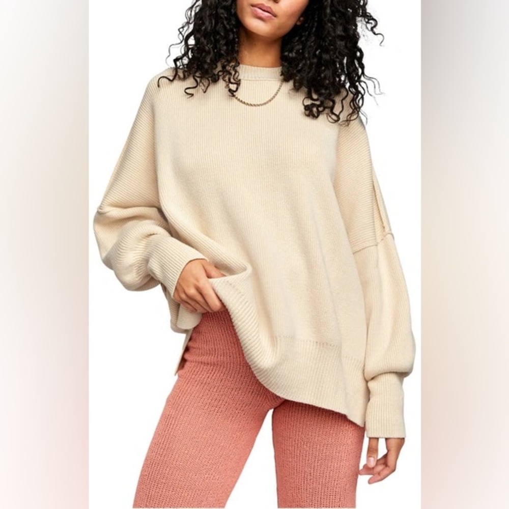 FREE PEOPLE Easy Street Tunic Sweater‎ cream fp movement madewell Babaton